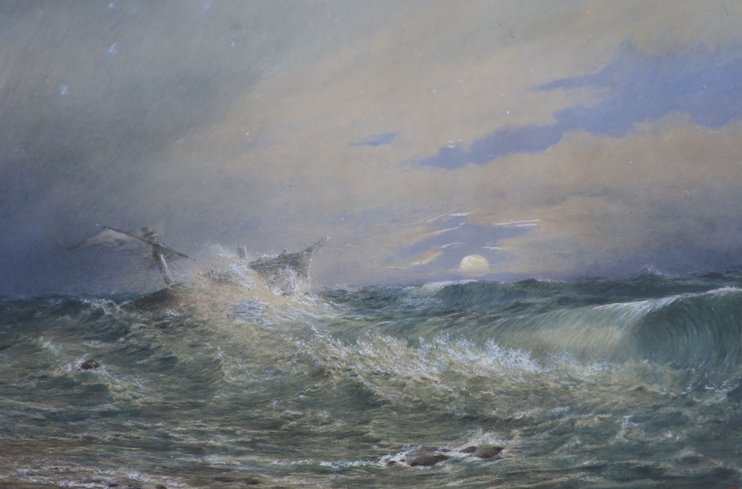 C. Coulen, watercolour, Shipwreck at sea, signed, 37 x 54cm